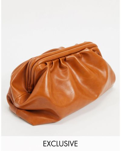 Glamorous Exclusive Oversized Slouchy Pillow Clutch Bag - Brown
