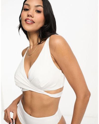 ASOS Coppe grandi - mix and match - top bikini a portafoglio con ferretto - Bianco