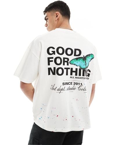 Good For Nothing Camiseta hueso con estampado gráfico - Blanco