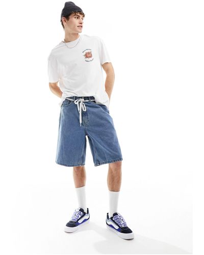 Vans – check-5 – weite jeans-shorts - Blau