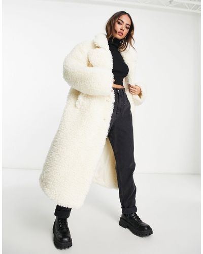 NA-KD Oversized Teddy Fur Coat - Natural