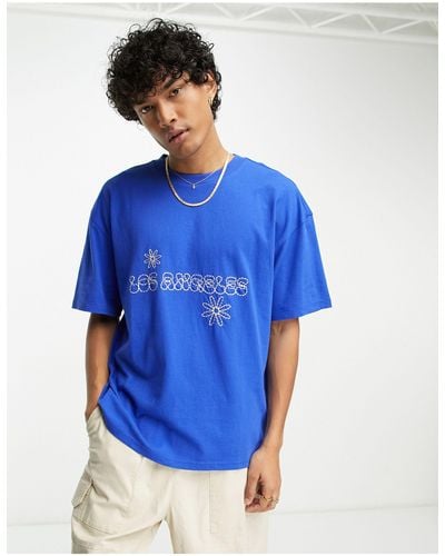 PacSun Boxy Stitch Detail T-shirt - Blue