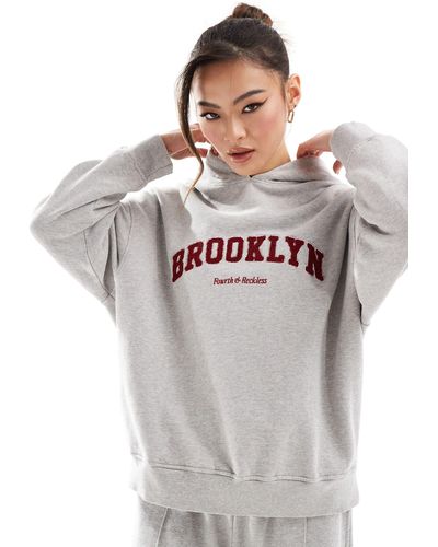 4th & Reckless Brooklyn - sweat à capuche confort - chiné - Gris