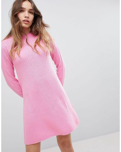 Jdy Ribbed Knitted Dress - Pink