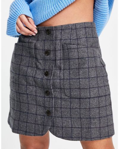 Madewell Button Up A-line Skirt - Gray