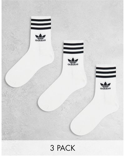adidas Originals 3 Pack Mid Cut Socks - White