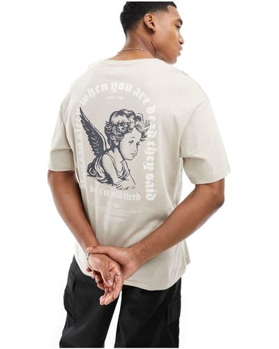 ADPT Oversized T-shirt With Angel Back Print - Grey