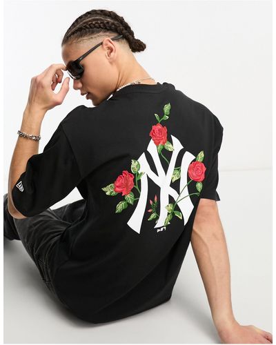 KTZ New York Yankees Flower Back Print T-shirt - Black