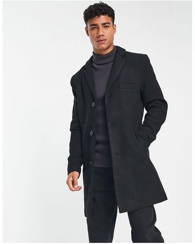Only & Sons Wool Mix Overcoat - Black