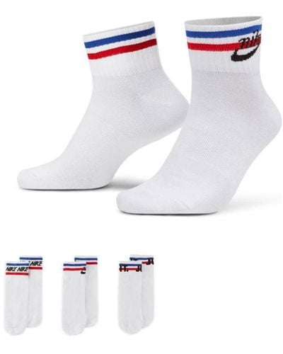 Nike Essential 3 Pack Ankle Socks - White