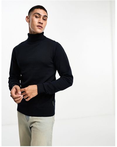 French Connection Cotton Roll Neck Sweater - Blue