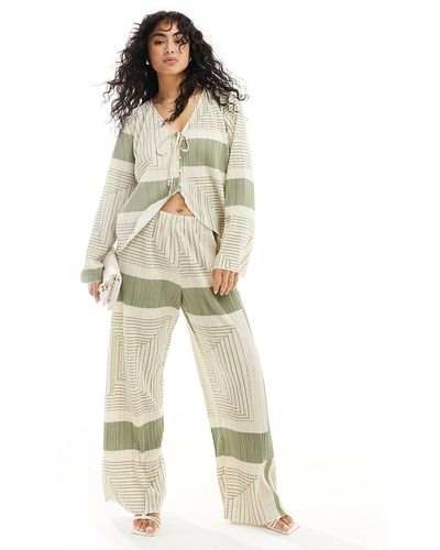 Object Plisse Wide Leg Trouser Co-ord - Natural