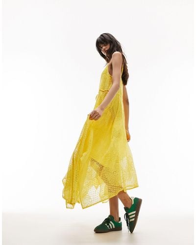 TOPSHOP Maxi Crochet Midi Dress - Yellow
