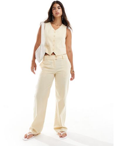 Pimkie Linen Tailored Trousers Co-ord - Natural