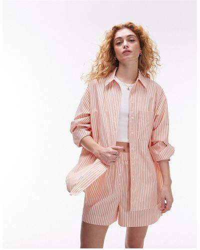 TOPSHOP Oversized Stripe Shirt - Pink