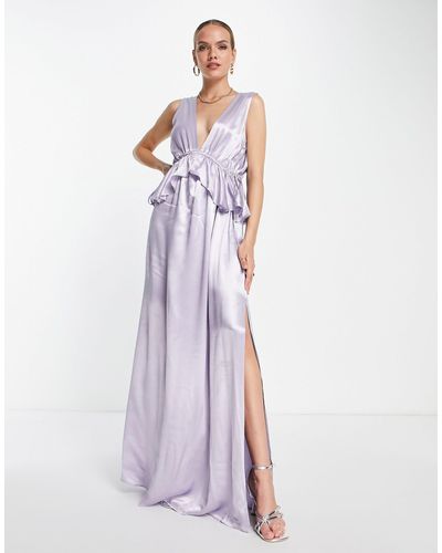 TOPSHOP Bridesmaid Ruffle Peplum Maxi Dress - Purple