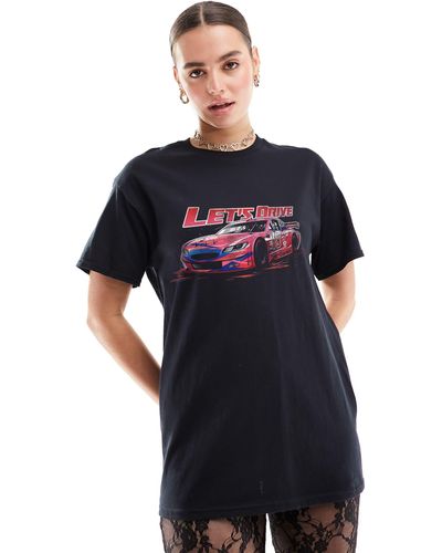 ASOS Oversized Tee With Racing Car Graphic - Blue