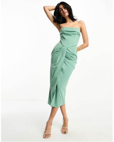 ASOS Bandeau Soft Corset Midi Dress - Green