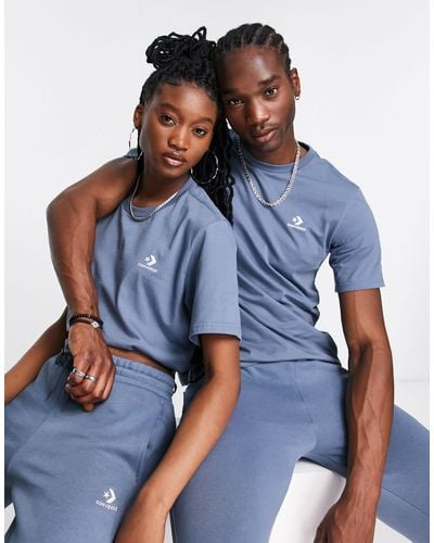 Converse Camiseta azul medio unisex con logo