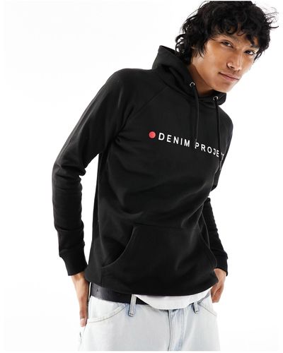 Denim Project Sudadera negra con capucha y logo - Negro