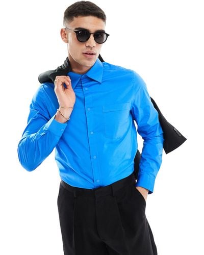ASOS Smart Wide Collar Shirt - Blue
