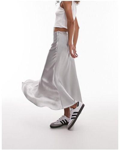 TOPSHOP Asymmetric Fishtail Midi Skirt - White