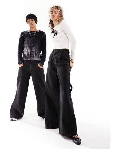 Reclaimed (vintage) Jeans unisex anni '90 comodi slavato - Bianco