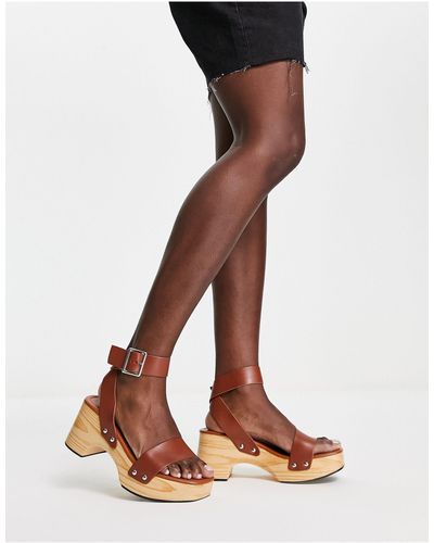 Glamorous Summer Clog Sandals - Brown