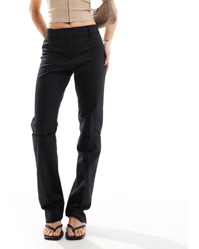 Mango Slim Longline Tailored Trousers - Black