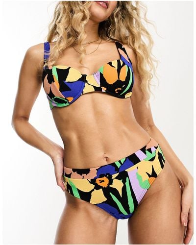 Roxy Colour Jam Mid Waist Bikini Bottom - Multicolour
