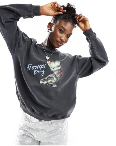 Fiorucci Relaxed Sweatshirt With Baby Cat Graphic - Black