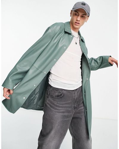 ASOS Faux Leather Trench Coat - Grey