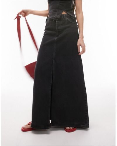 TOPSHOP Denim Maxi Skirt - Black