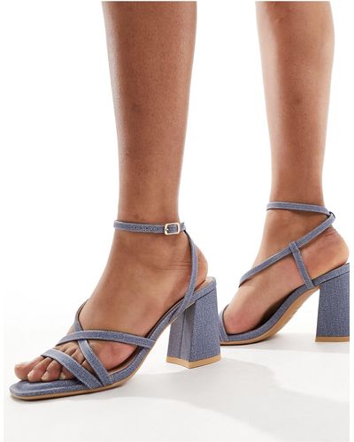 New Look Block Heel Multistrap Sandal - Blue
