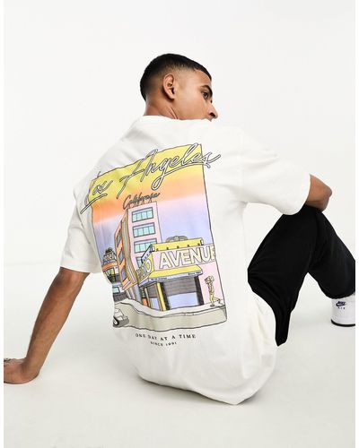 Pull&Bear T-shirt Met 'los Angeles' Print - Wit