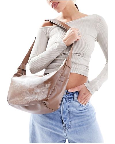 Glamorous Slouchy Oversized Shoulder Bag - Blue