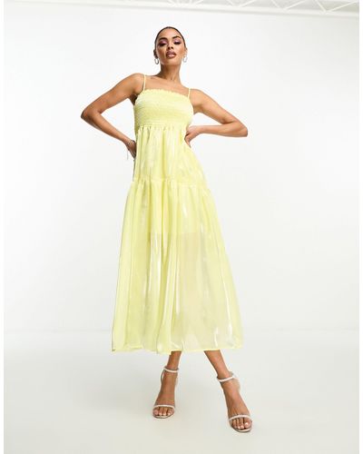 Collective The Label Tiered Smock Midaxi Dress - Yellow