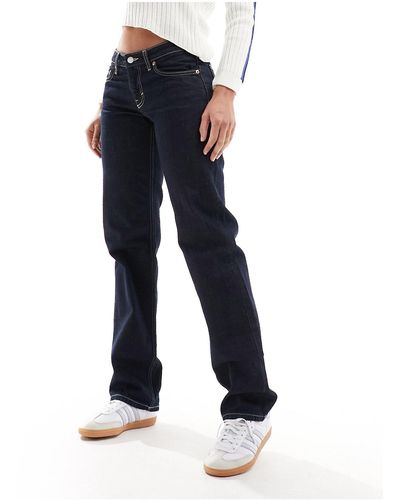 Weekday Arrow - jeans dritti regular fit a vita bassa lavaggio rinse wash - Blu