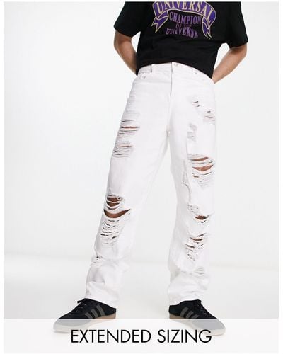 ASOS baggy Jeans With Heavy Rips - White