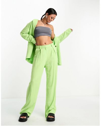 Weekday Exclusivité asos - - lilah - pantalon d'ensemble en lin - pastel - Vert