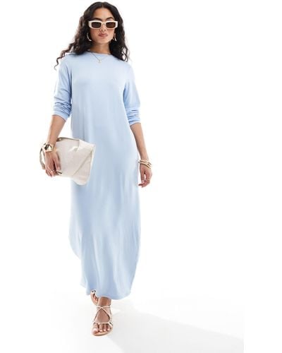ASOS Long Sleeve Maxi T-shirt Dress - Blue