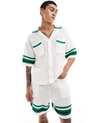 The Couture Club Co-ord Stripe Trim Knitted Shirt - White