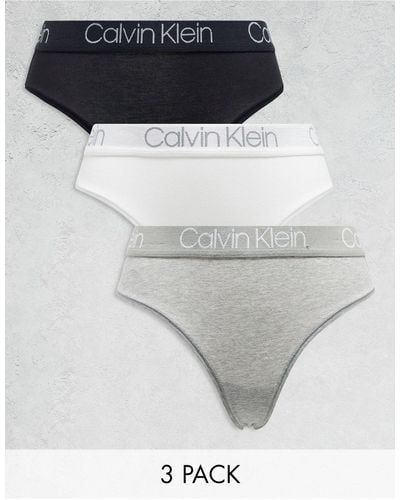 Calvin Klein Body Cotton 3 Pack High Waist Thong - Grey