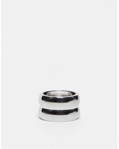 TOPSHOP Psalm Waterproof Stainless Steel Stacked Effect Ring - White