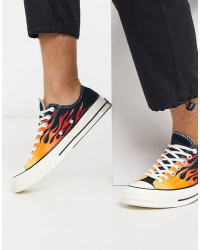 Converse Chuck 70 Archive Flame Ox Schwarz / Rot Sneakers - Mehrfarbig