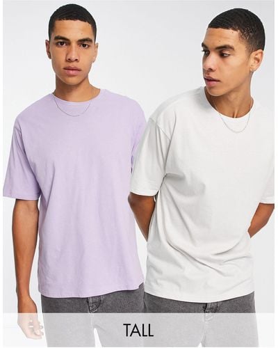 Another Influence Tall – 2er-pack kastig geschnittene t-shirts - Weiß