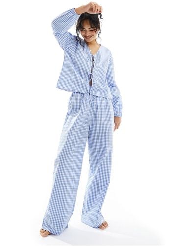 Luna Oversized Pyjama Bottoms Co-ord - Blue