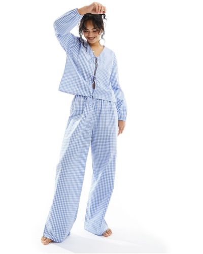 Luna Pantaloni del pigiama oversize a quadretti - Blu