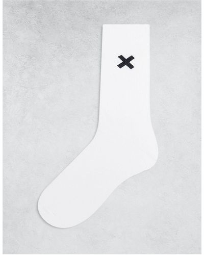Collusion Unisex - calzini bianchi con logo - Bianco