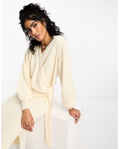 Y.A.S Wrap Front Cardigan - Natural